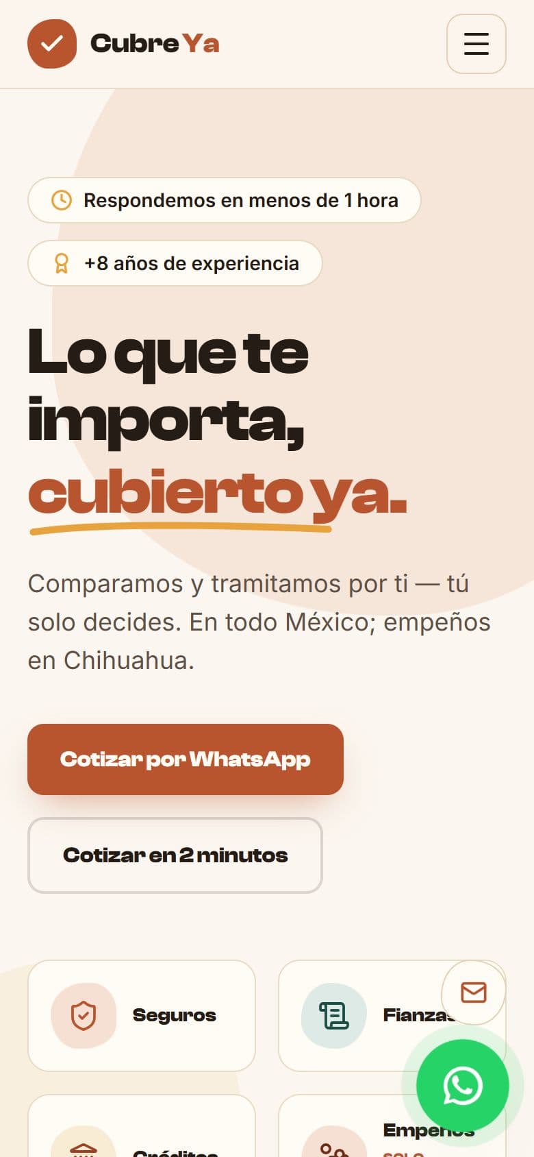 Portada de CubreYa en un celular