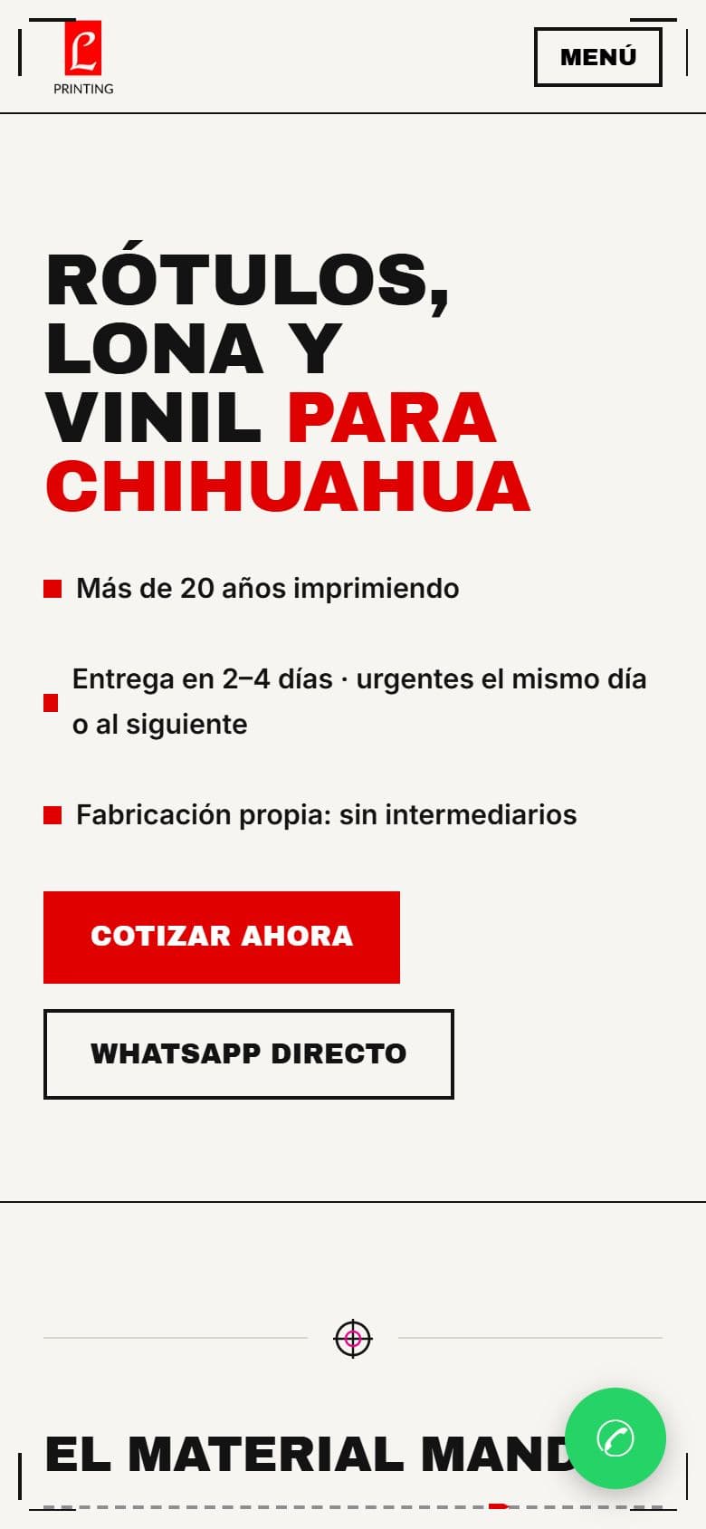 Portada de L Printing en un celular